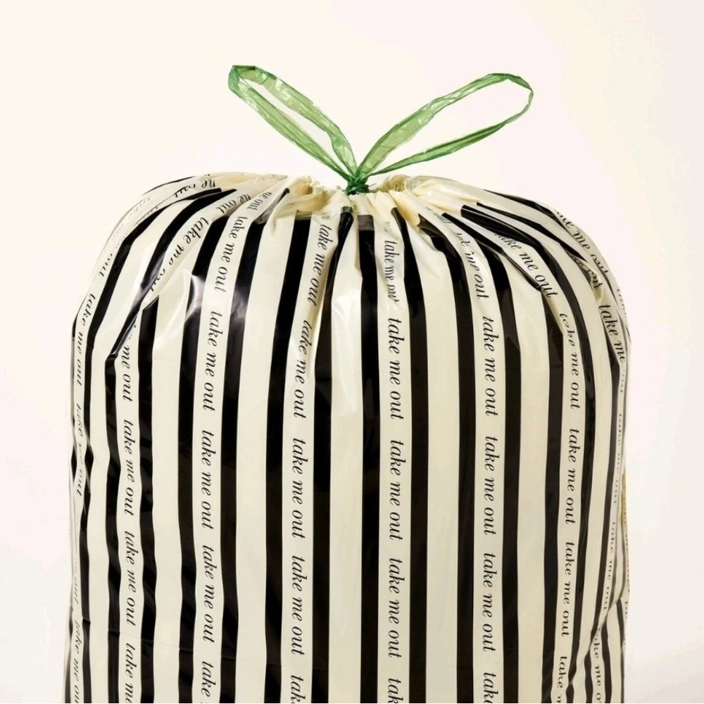 Kate Spade Striped Black & White Trash Bags NEW